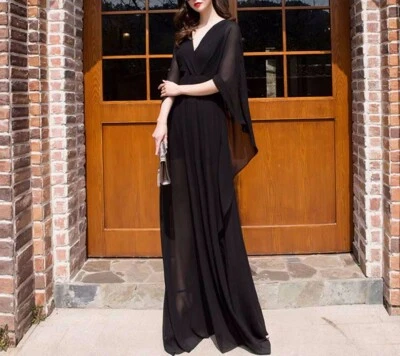 Hecho a medida a pedido Vestido de fiesta cuello en V capa-ilusión manga transparente plus1x-10xY739 Foto 1 de 4