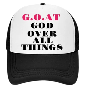 G.O.A.T Hat Adjustable Snapback Trucker Hat God Over All Things Church Faith Hat - Picture 1 of 49