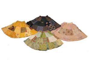 10 PC Lot Of Indian Rayon Patchwork Hippy Gypsy Boho Maxi Women Short Skirts - Picture 1 of 10