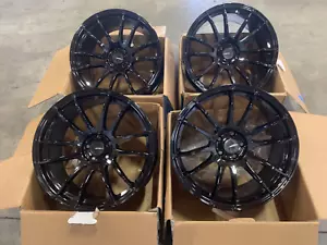 18x8.5 F +33 | 18x9.5 R +38 | Avid.1 AV20 5x100 Gloss Black Wheels (Used Set) - Picture 1 of 11