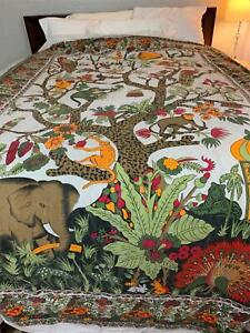 2x Bedspread Elephant Tree 230x210cm Black Pink Cotton Tapestry Throw