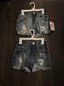 Justice Denim Shorts With Cuff Sz 10 NWT Set Of Two - Picture 1 of 2
