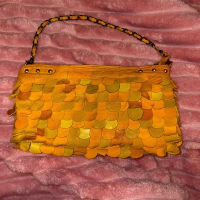 Jesslyn Blake Yellow Fish Scale Leather Shoulder Bag Women's Chic - Image 1 of 4
