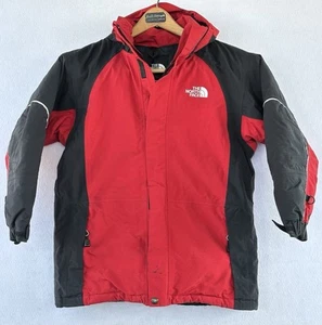 North Face Boys Jacket Kid's M Red Hooded Ski Snow Sports - Picture 1 of 4
