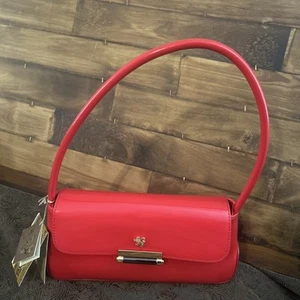 BORSA A TRACOLLA PRATESI BARCHETTA DESIGNER ITALIANO ROSSO LUCIDO PELLE DI VITELLO -NUOVA CON ETICHETTE! - Foto 1 di 5