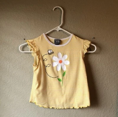 Pogo Club Shirt Girls Y2K Yellow Striped Bee Short Sleeve Casual Top Girls Sz 6X - Image 1 of 4