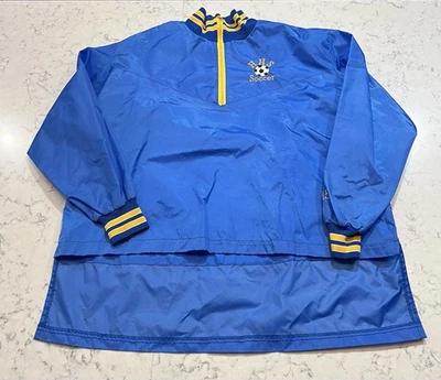 Chaqueta Pullover Vintage Birdie EHS Fútbol Azul Dorado XL Malla Forrada Hecha en EE. UU. Foto 1 de 4