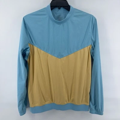 Para hombres Nike Shield Victory Golf Lluvia Cortavientos Crew Pullover Azul Amarillo Mediano Foto 1 de 4