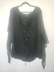 Gypsy Girl Collection Hand Made Plus Size 4XL Butterfly Sleeve Goth Boho Shirt - Picture 1 of 13