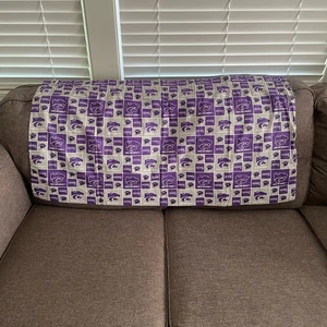 Cortinas de ventana estampadas moradas y blancas del estado de Kansas. - Imagen 1 de 4