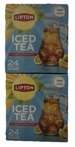Lote de 2 bolsas de té negras heladas tamaño familiar Lipton 48ct BB 03/28 - Imagen 1 de 2