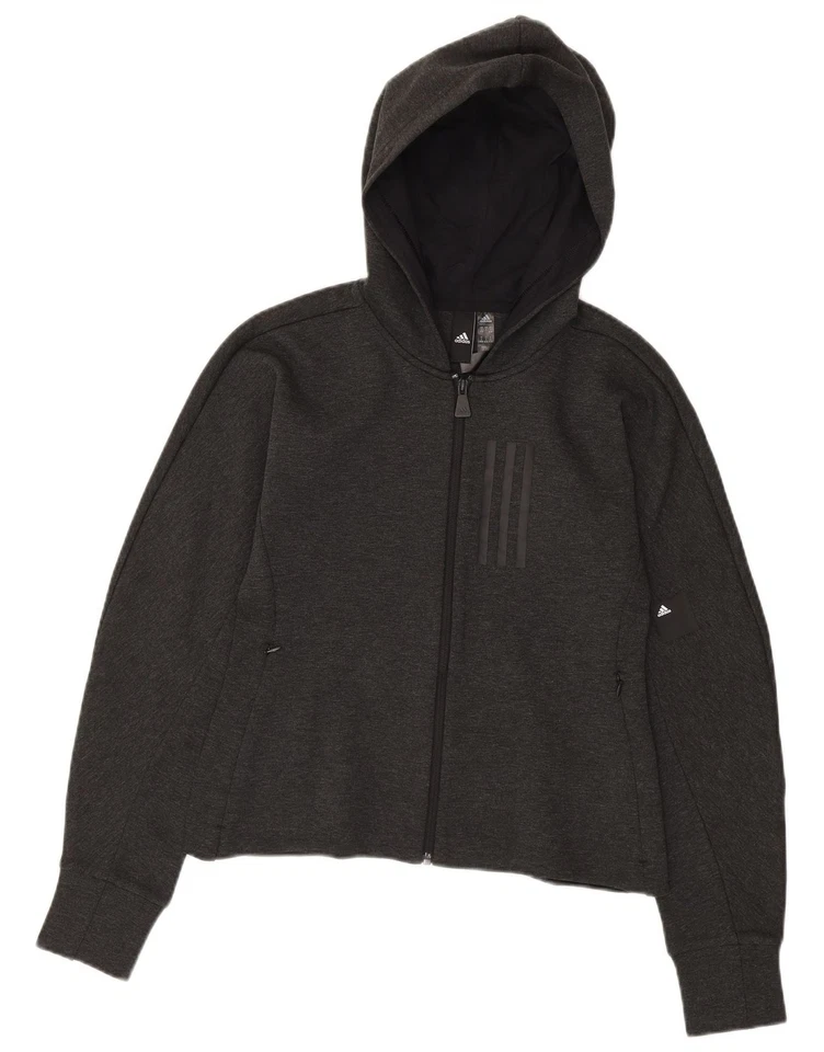 Suéter con Capucha ADIDAS Para Mujer Crop Gran Tamaño Cremallera Reino Unido 8/10 Pequeño Gris Algodón BK15 Foto 1 de 3