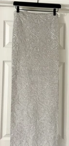 Silver Table Runner 72 X 14 Light Silver Fabric w/ Delicate Shiny Silver Overlay - Picture 1 of 15
