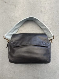 Prada Nappa Leather Reporter Shoulder Bag Black/ Blue - Picture 1 of 11