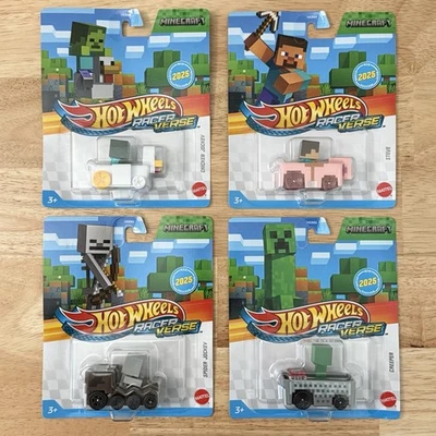 Hot Wheels 2025 Racer Verse Complete Set Minecraft STEVE CREEPER Chicken Jockey - Image 1 of 4