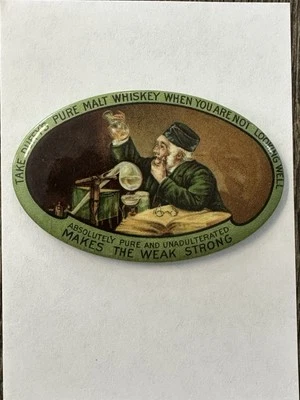 RARE 1900’s GREEN DUFFY'S PURE MALT WHISKEY ADVERTISING CELLULOID POCKET MIRROR - Image 1 of 4