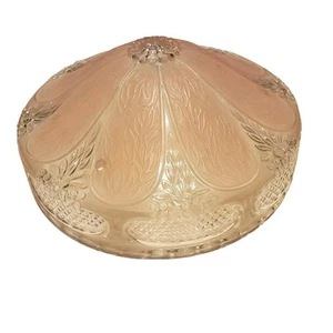 3 Hole Pink Frosted Flower Clear Glass Ceiling Light Shade Vintage 1930s - Picture 1 of 7