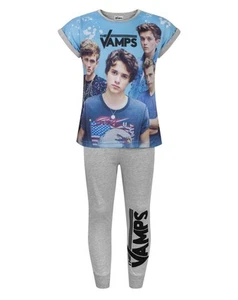 The Vamps Grey Band Members Short Sleeve Long Leg Pyjama Set Girls - Picture 1 of 5