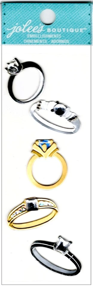 Обручальные и свадебные кольца, 3D наклейка для скрапбукинга - Jolees 81318 - Изображение 1 из 1