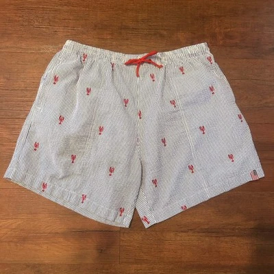 Vintage Weekender Swim Trunks Seersucker Lobsters Preppy Made In USA XL Cape COD - Image 1 of 4