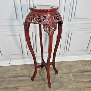 Vintage Chinese Oriental Carved Hardwood Plant Stand – Floral Jardinière Table - Picture 1 of 24