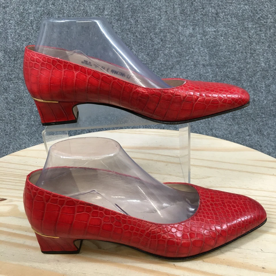 Bally Mancona 12 Mujer 6.5E Rojo Cocodrilo Cuero Repujado Tacón Bajo Suiza Foto 1 de 4