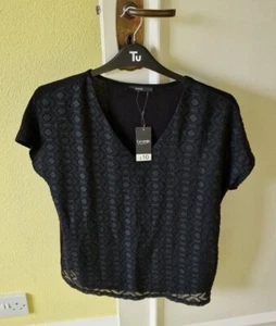 Ladies black top GEORGE Size 8 BIG FITTING! 38" Chest (see measurements) BNWT - Picture 1 of 8