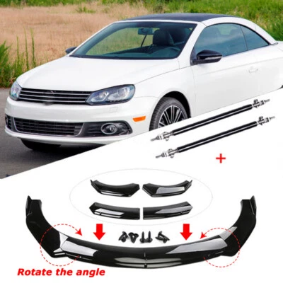 Front Bumper Lip Splitter Spoiler + Strut Rods For VW Volkswagen EOS 2007-2016 - Image 1 of 4