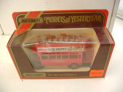 1986 MATCHBOX MODEL OF YESTERYEAR 1:72 Y-23 1922 AEC OMNIBUS RICE KRISPIES BUS - Image 1 of 3