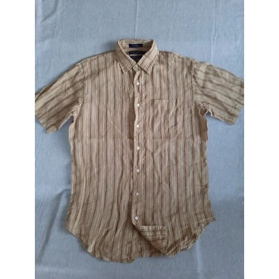 Daniel Cremieux Mens Small Petite Classic Fit Pure Linen Stripe Button Shirt - Image 1 of 4