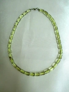 Lemon Citrine Rectangular Faceted Gemstones Necklace 16" Silver Tone Easy Clasp - Picture 1 of 4