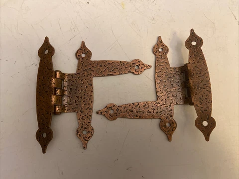 (2) Vintage Ajax 920 Cabinet Hinge 3/8" Offset Doors Antique Copper 3 1/2" ED Cover