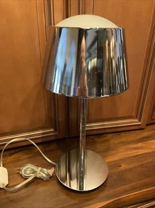 Vintage Mid Century Style Chrome Metal Shade Table Lamp - Picture 1 of 19