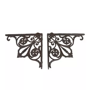 2 Regalwinkel Regalstützen Antik Stil Gusseisen braun T: 25 cm -11613- - Bild 1 von 2
