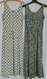 Marks and Spencer Khaki or Black Mix Midaxi Sleeveless Scoop Neck Dress - Picture 1 of 12