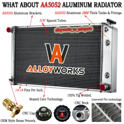 4 Core Aluminum Radiator For Cadillac Brougham DeVille Fleetwood 1977-1992 1990 Foto 1 de 4