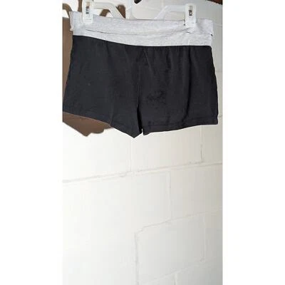 No Boundaries Black Active Yoga Shorts Gray Fold Top Waistband Y2K Medium - Image 1 of 3