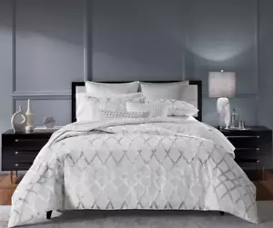 Hotel Collection Dimensional 3-Pc King Duvet set MSRP $500 Blue Metallic - Picture 1 of 4