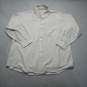 Vtg LL Bean Shirt Mens 18 XXL Beige Green Purple Striped Long sleeve - Picture 1 of 11