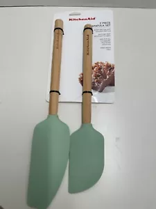 KitchenAid Pistachio 2 Piece Silicone Spatula Set Mixer & Scraper Heat Resistant - Picture 1 of 5