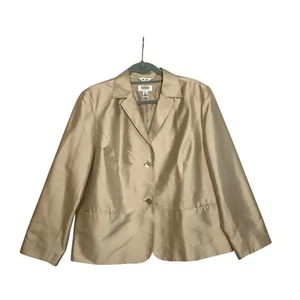 Talbots Petite Blazer Jacke reine Seide beige hellbraun Damen Petite Größe 16 gefüttert - Bild 1 von 7