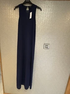 Ladies Karen MiIllen Navy Summer Knit Racer Maxi Dress Size M - Picture 1 of 10