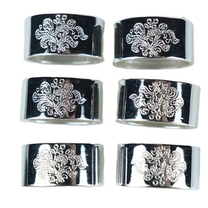 Set of 6 Vintage 1" Oval Silverplate Napkin Rings – Silver Tone – Floral Pattern - Picture 1 of 5