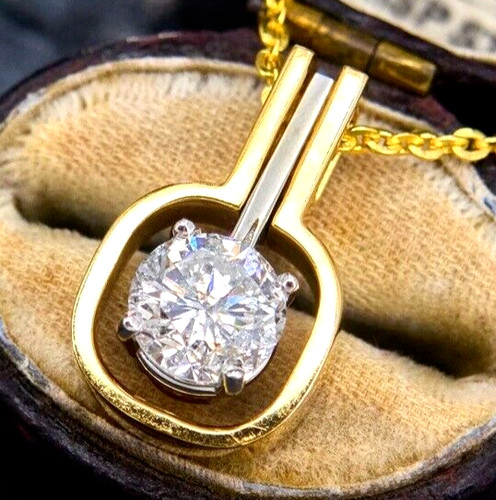 OFF WHITE Ciondolo solitario diamante bianco sporco elegante trattato certificato 2 ct in argento 925