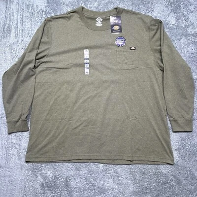 CAMISETA DICKIES DE PESO PESADO MEZCLA DE ALGODÓN CUELLO REDONDO BOLSILLO VERDE TALLA 4XLT ALTA NUEVA Foto 1 de 4