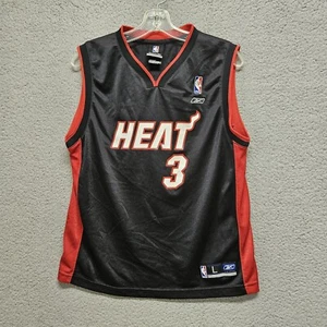 Miami Heat Jersey Youth L (14-16) Black Dwyane Wade #3 NBA Basketball Reebok Boy - Picture 1 of 9