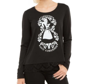 GOTHIC DISNEY ALICE IM WUNDERLAND KURIOSER UND NEUGIERIGER SPITZENRÜCKEN SHIRT TOP MD - Bild 1 von 2