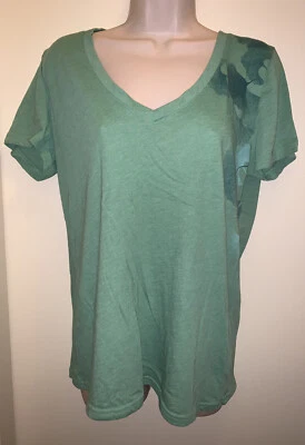 GILLIGAN & O'MALLEY Women's S/S V-Neck Sleep Tee GREEN FLORAL PRINT L Pre-Owned - Image 1 of 4