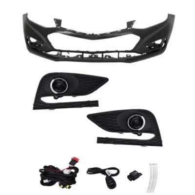 适用于 2016 - 2018 雪佛兰科鲁兹前保险杠盖和一对防撞雾灯驾驶灯 — 第 1/4 张图片