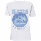 Led Zeppelin Officiel Unisexe T- Shirt - Tour '75 Bleu Lavage - Coton Blanc